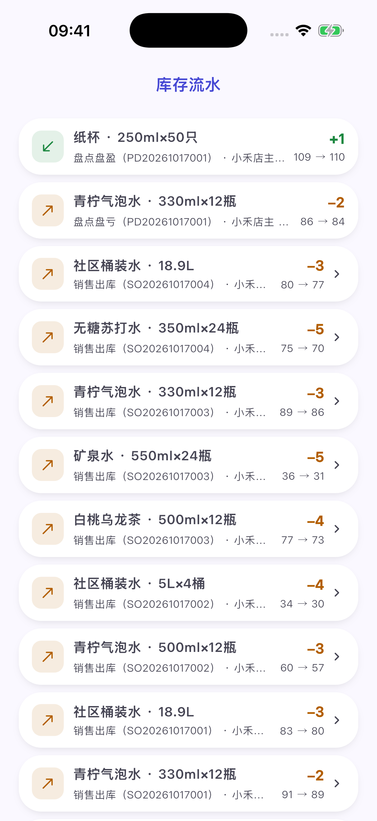 06 销售、盘点和调整留下库存流水